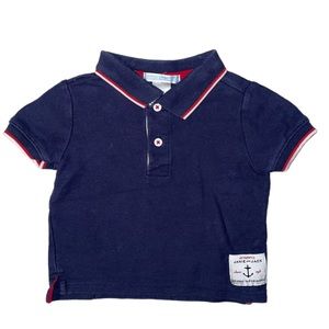 Janie and Jack Navy Polo with Red Trim